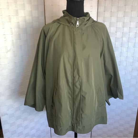 Isaac Mizrahi Womens SOHO ZipFront Water Resistant Jacket Green Size Large - Picture 2 of 14